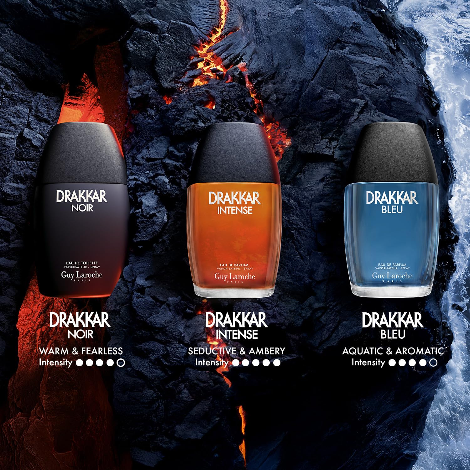 Guy Laroche Drakkar Bleu - Iconic Designer Fragrance - Powerful, Aquatic & Fresh Eau de Parfum - Aquatic Fougère - Long Lasting Mens Cologne - Day and Evening Scent 3.4 Fl Oz