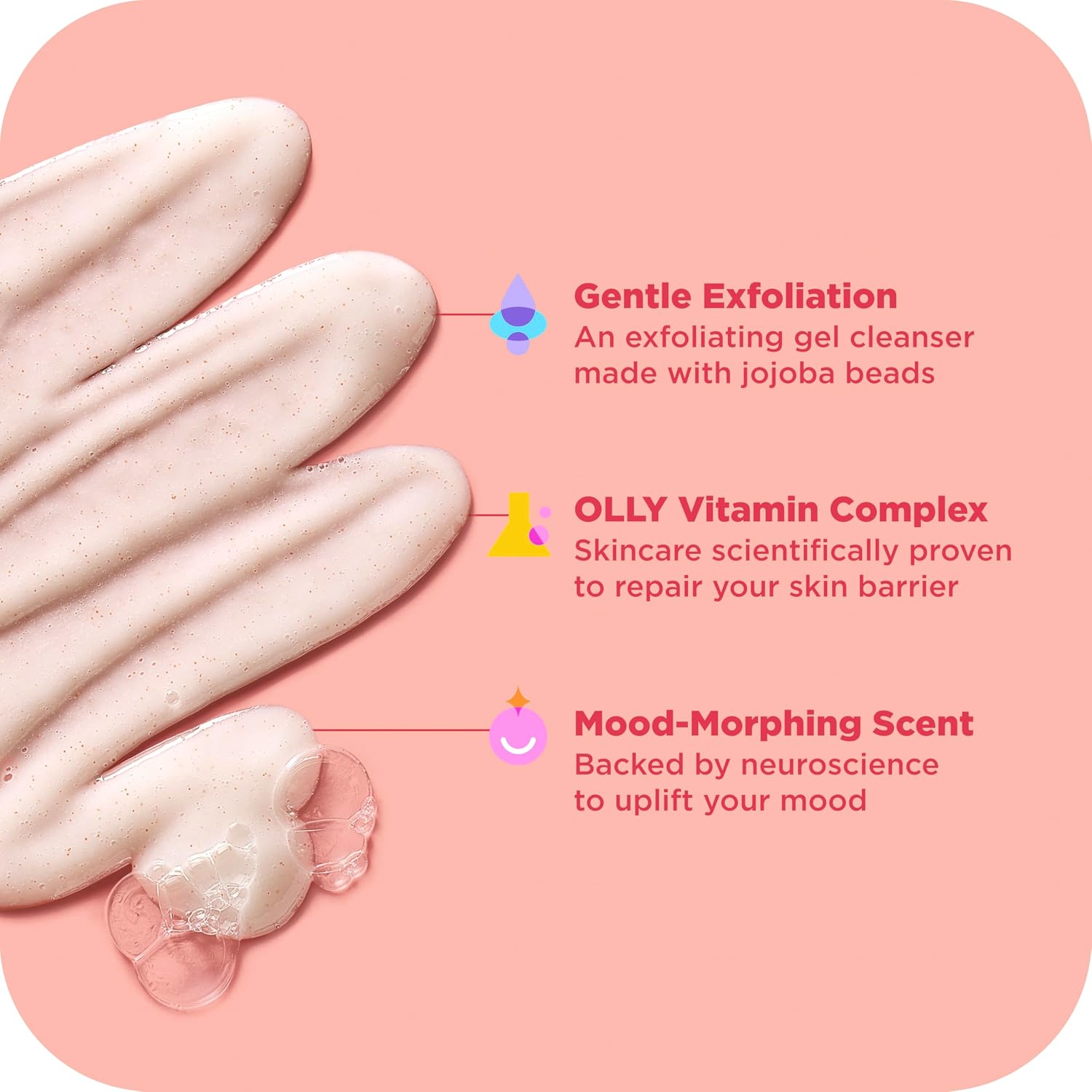 Olly Exfoliating Body Wash Happy Mood + Skin Jojoba Beads, Pineapple Enzymes & Vitamin C To Exfoliate And Reveal Softer, Glowing Skin 17 Fl Oz