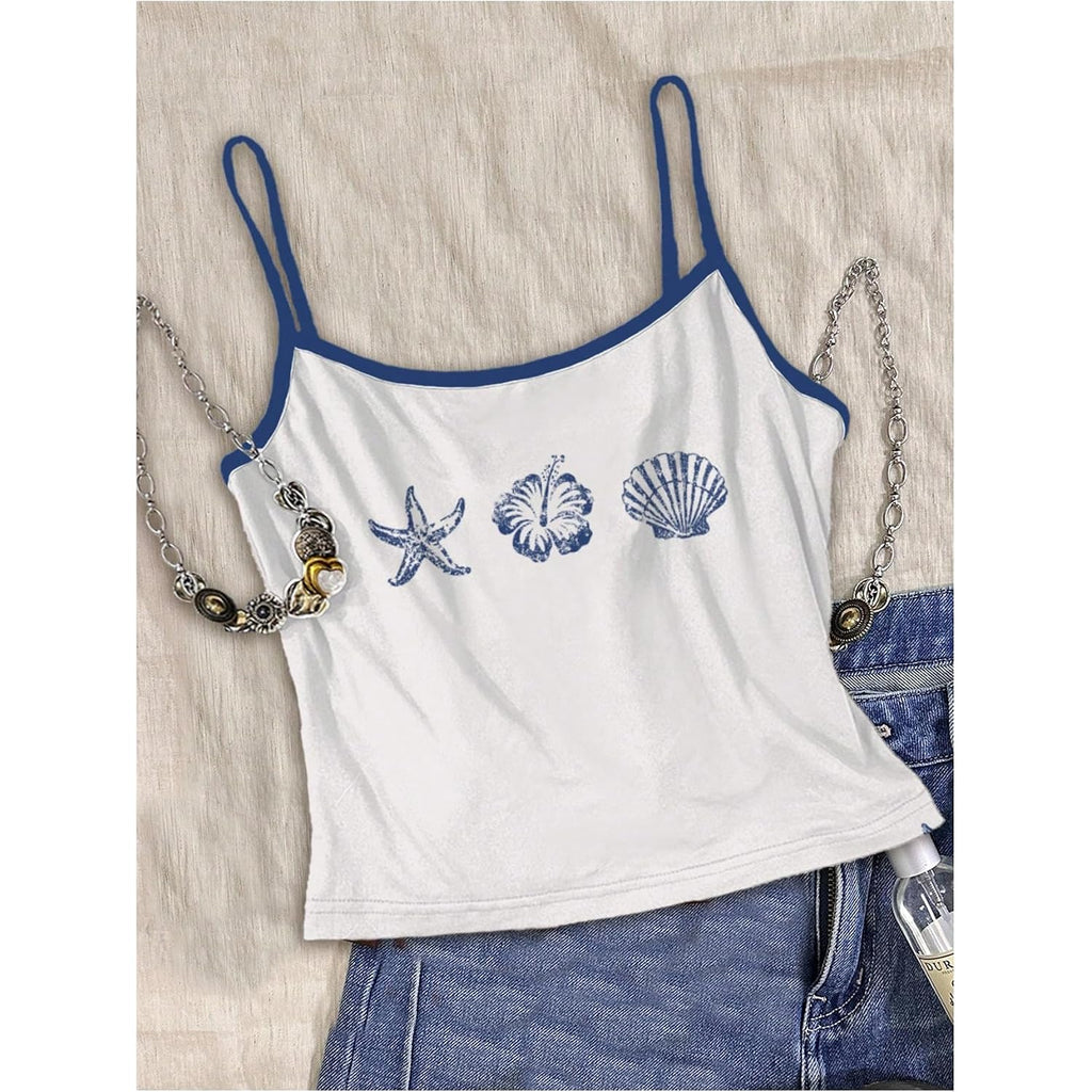 Soly Hux Women'S Cute Summer Floral Tops 3 Packs Spaghetti Strap Tight Tank Tops Beach Crop Camisole