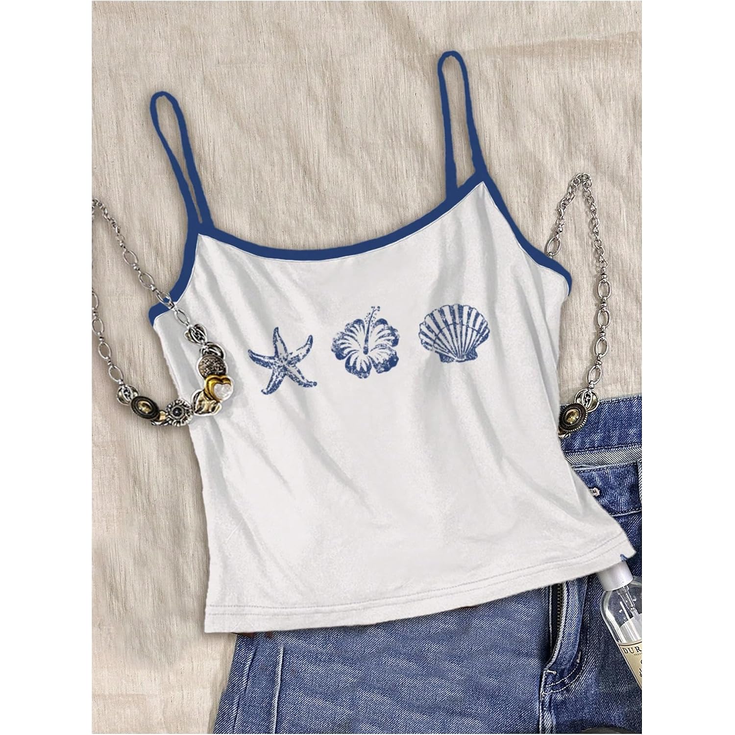 Soly Hux Women'S Cute Summer Floral Tops 3 Packs Spaghetti Strap Tight Tank Tops Beach Crop Camisole