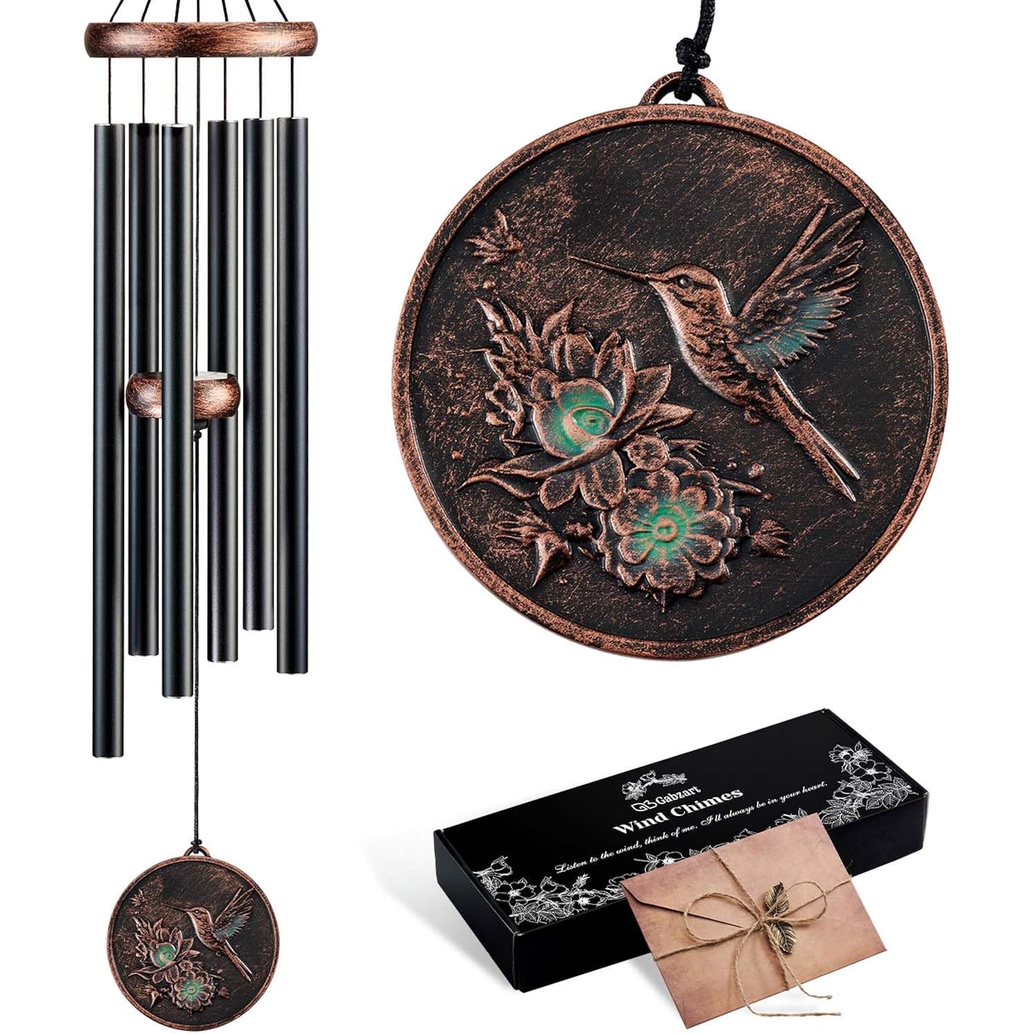 Wind Chimes For Outside, Vintage Hummingbird Deep Tone Wind Chime, Large Outdoor Hanging Decor For Patio Porch Balcony Garden, Gifts For Women Mom Grandma (32” Hummingbird)