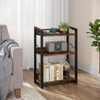 Book Shelf Small Bookshelf: 3-Tier Wood Bookcase Industrial Bookshelf With Edge Protection Metal Narrow Bookcase Storage Organizer Display Rack For Bedroom Home Office (Rustic Brown)