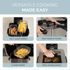 Alpha Living Electric Deep Fryer – 4.5L Deep Fryer With Basket With 2-Quart And 4-Quart Baskets – High-Grade Stainless Steel – Temperature Control And Timer – Ideal For Fried Chicken, Fries