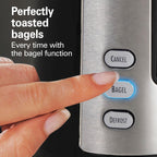 Hamilton Beach Extra-Wide Slot 2 Slice Toaster With Bagel & Defrost Buttons | Browning Control With 7 Shades | Auto Shutoff | Toast Boost | Slide-Out Crumb Tray | Black & Stainless Steel | 22633G