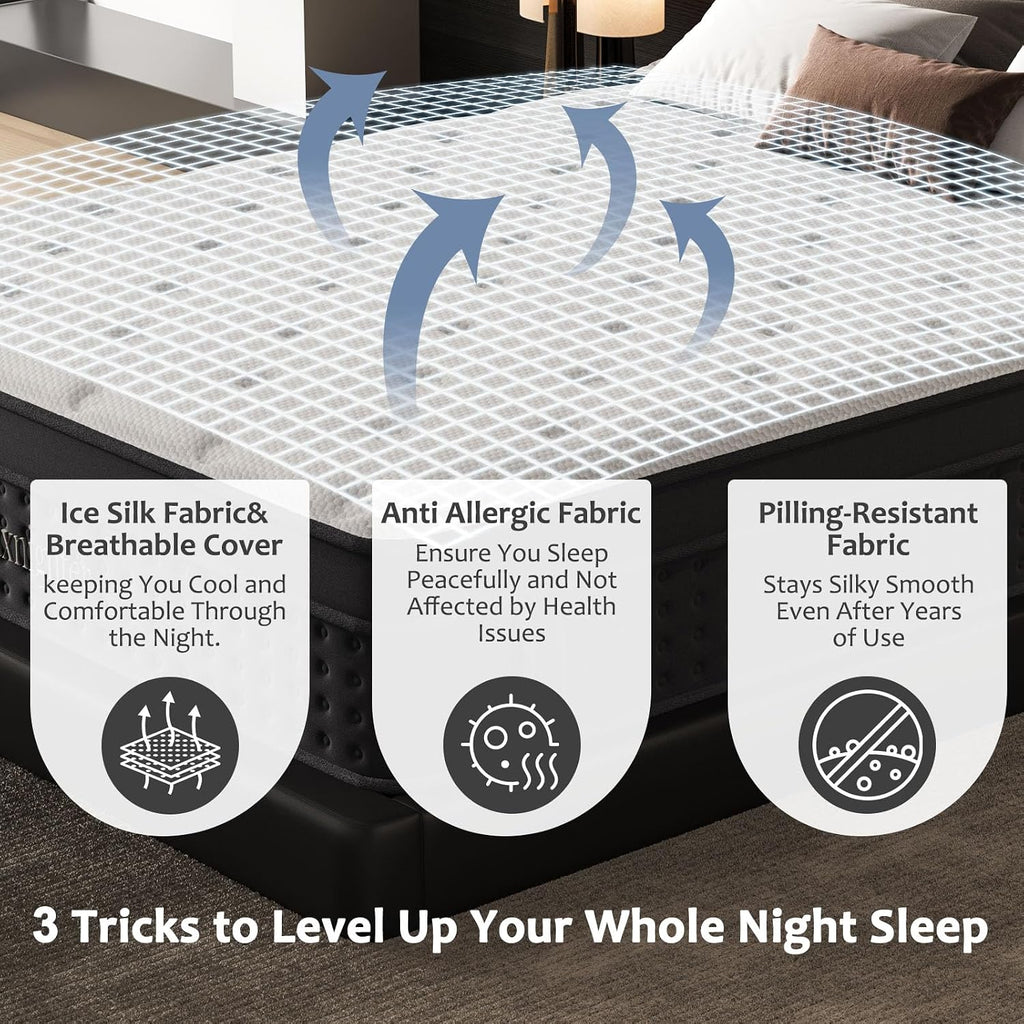 Twin Size Mattress, 12 Inch Twin Mattress In A Box, Cooling Matress With Memory Foam & Individual Pocket Springs For Pressure Relief & Spinal Alignment, Zoned Back Support & Motion Isolation