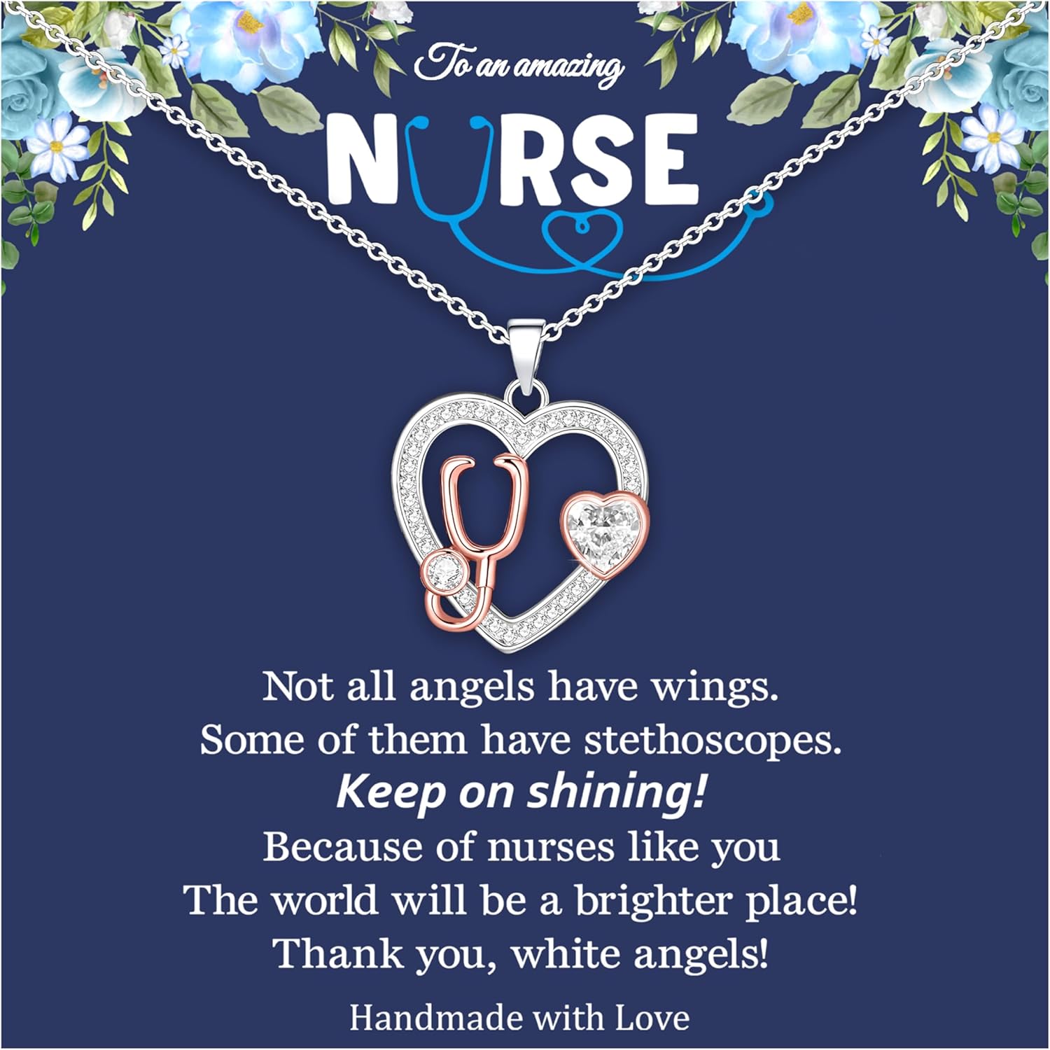 Nurses Week Gifts- Heart Stethoscope Necklace for Women,Doctor Nurse Gifts Appreciation Gifts Medical Student Christmas Gift for Women Her