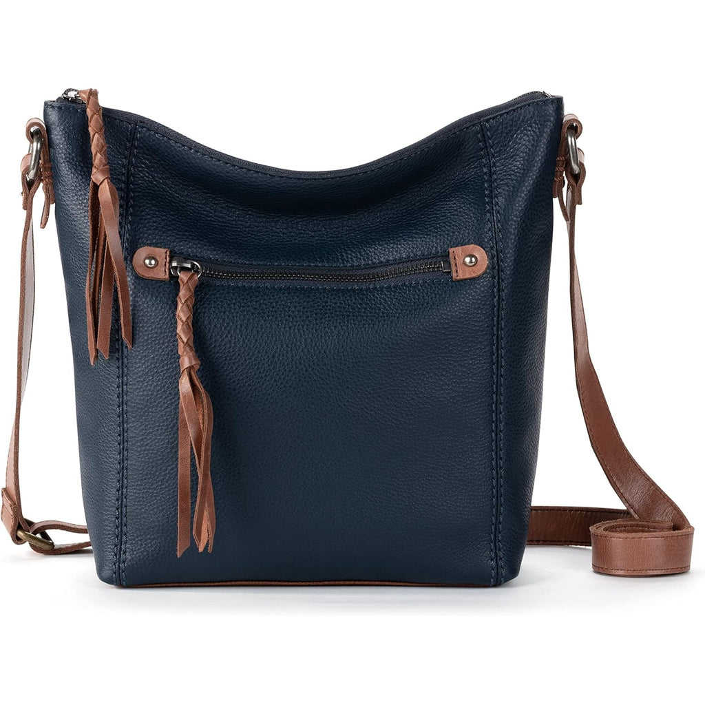 The Sak Ashland Crossbody Bag in Leather, Adjustable Crossbody Strap, Indigo