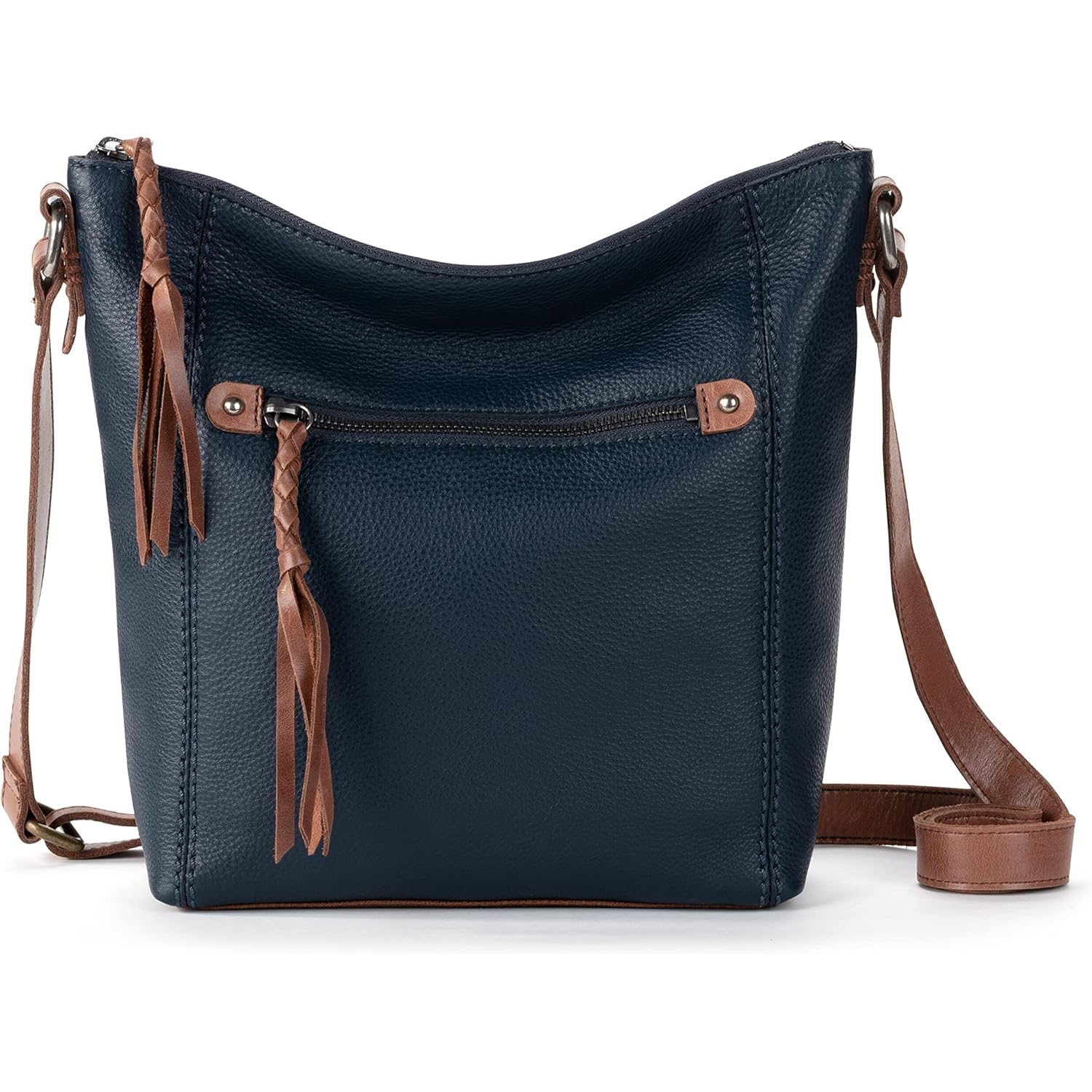 The Sak Ashland Crossbody Bag in Leather, Adjustable Crossbody Strap, Indigo