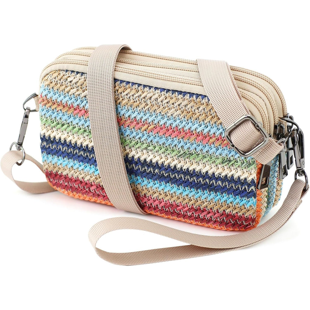 Small Wristlet Wallet For Women, 3-Zip Crossbody Phone Purse