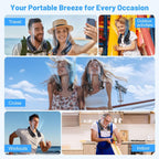 Portable Neck Fan With 6 Powerful Speeds, 8000Mah Battery Rechargeable Fan | 20H Runtime, Hands-Free 360° Cooling Personal Wearable Neck Fan, Gift For Women Men Travel Concerts