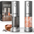Thermomaven Upgraded Larger Capacity Electric Salt And Pepper Grinder Set, 110Ml Rechargeable Salt And Pepper Shaker With Led Light, Stainless Steel Automatic Pepper Mill With 6 Adjustable Coarseness