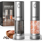 Thermomaven Upgraded Larger Capacity Electric Salt And Pepper Grinder Set, 110Ml Rechargeable Salt And Pepper Shaker With Led Light, Stainless Steel Automatic Pepper Mill With 6 Adjustable Coarseness