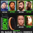 GROW Beard Brush & 360 Wave Brush for Men - Natural Boar Bristle For Fuller, Thicker Hair, Beard & Mustache - Premium Full-Size to Exfoliate, Strengthen Hair, Stimulate & Boost Growth