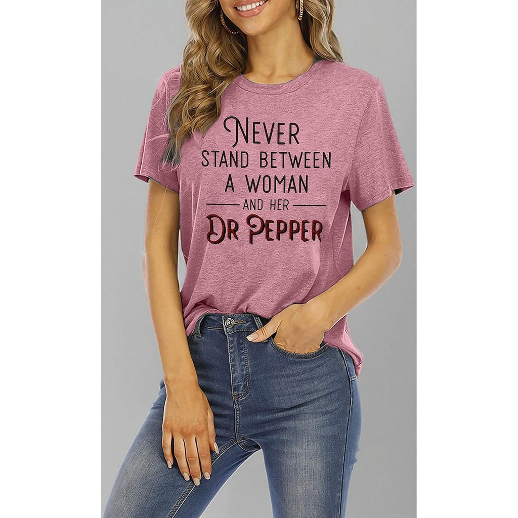 MNLYBABY Funny Saying Shirt for Women Letters Graphic Short Sleeve Casual Top Tees Pink