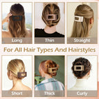 French Flat Hair Clips for Women 6pcs Hair Claw Clips for Thick or Thin Hair Matte Claw Clips for Girls Barrettes Non-Slip Strong Hold Hair Accessories for Women (Brown)