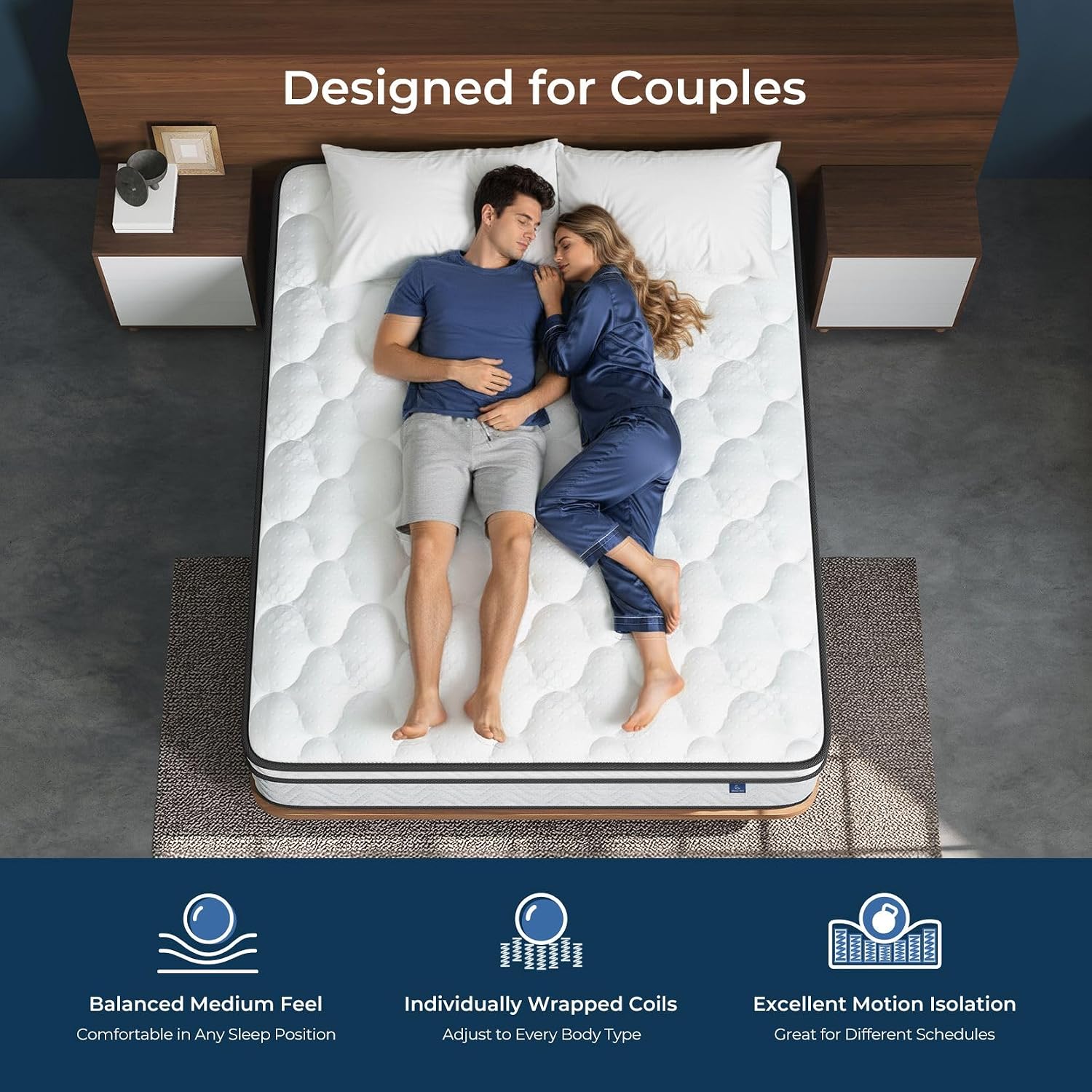 Vesgantti Queen Size Mattress 12 Inch, Cool Sleep Hybrid Mattress In A Box
