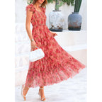 Prettygarden Women'S Summer Tulle Midi Dress Sleeveless Smocked Ruffle Flowy Mesh Dresses Party Wedding Guest Sundress