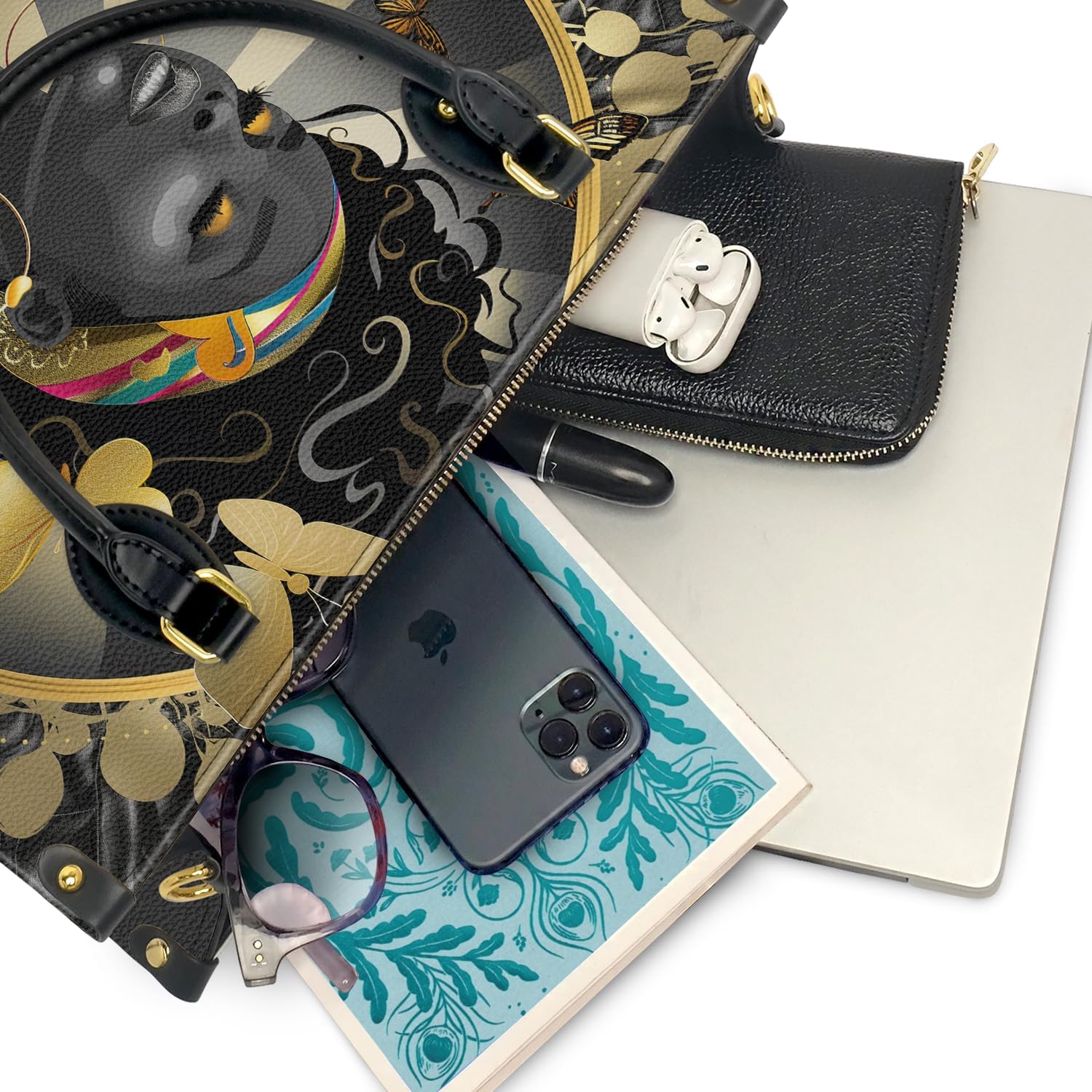 Afroyla Afrocentric Art HandBag for Black Women – Premium Vegan Leather, Work & Everyday Bag, Thoughtful Surprise for Her.