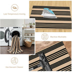 Striped Outdoor Front Door Mat 24"X51", Cotton Hand Woven Washable Black And Khaki Rug Runner, Reversible Foldable Indoor Layered Front Door Rugs For Entryway/Farmhouse/Home Entrance