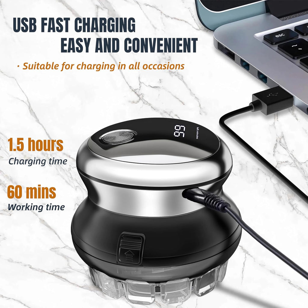 Self Hair Clippers For Men Cordless Electric Haircut Kit Professional Waterproof Automatic Circular Hair Trimmer With Led Display Easy Self Haircut Grooming Clippers For Male Family Use