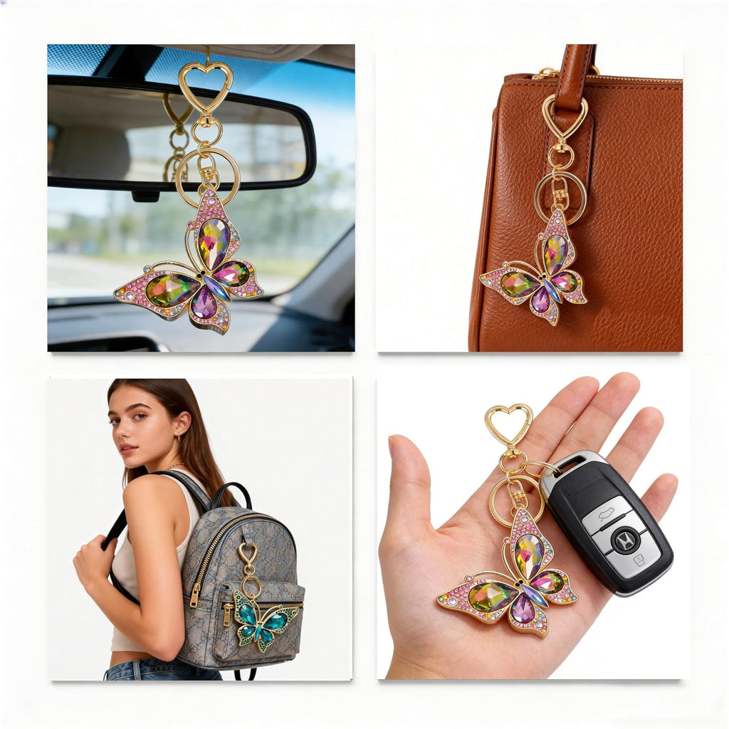 Shimmering Keychain for Women Girls,Sparkly Bag Charm & Car Pendant, Gift for Friends Daughter Loves