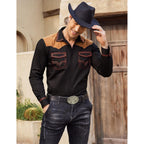 Coofandy Men'S Western Cowboy Shirt Embroidered Long Sleeve Slim Fit Casual Cotton Button Down Hippie Shirts With Pockets