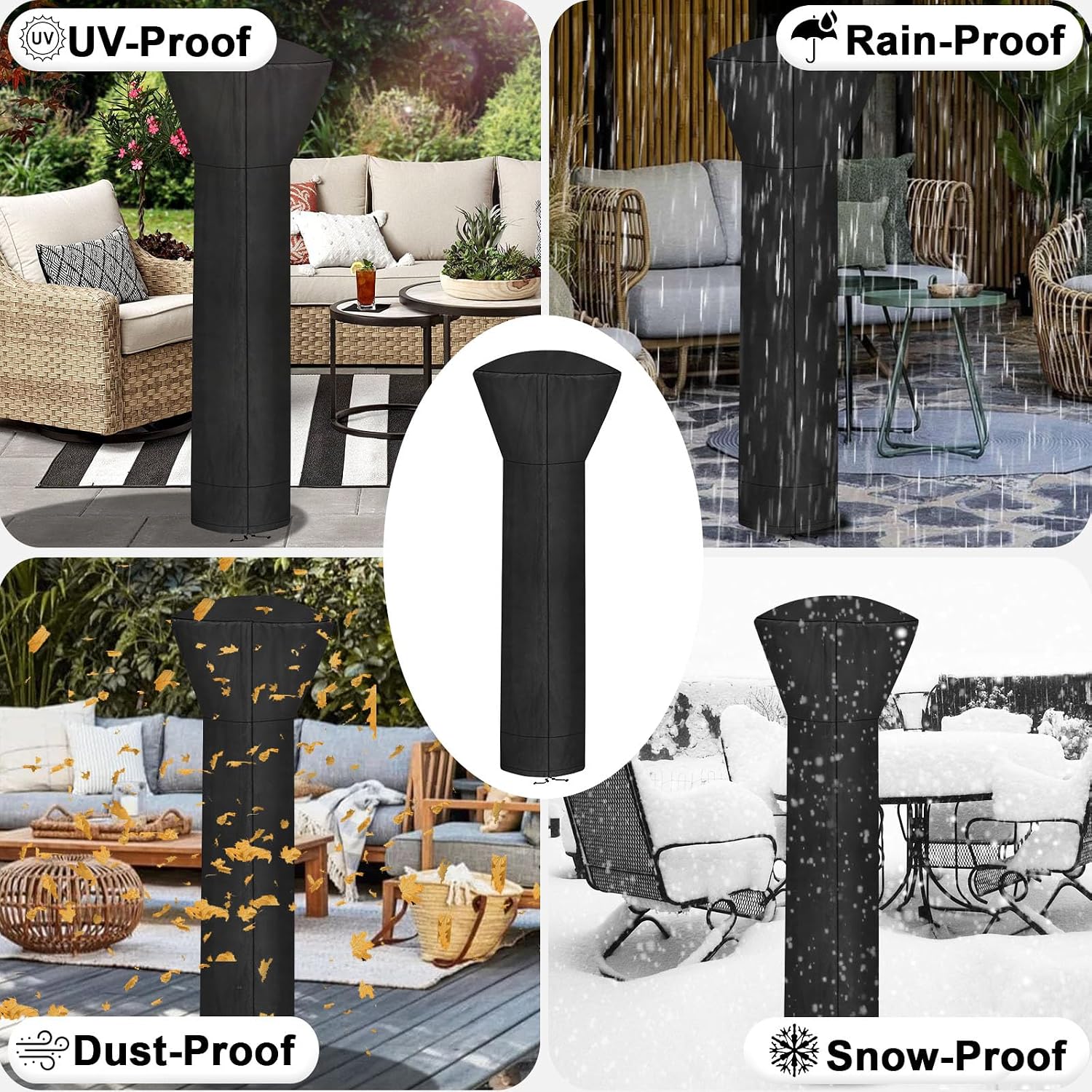 Waterproof Patio Heater Covers With Zipper And Storage Bag,