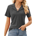 Women's Polo Shirts Lapel Collar V Neck Short Sleeve Blouse Dressy Casual Tunic Tops