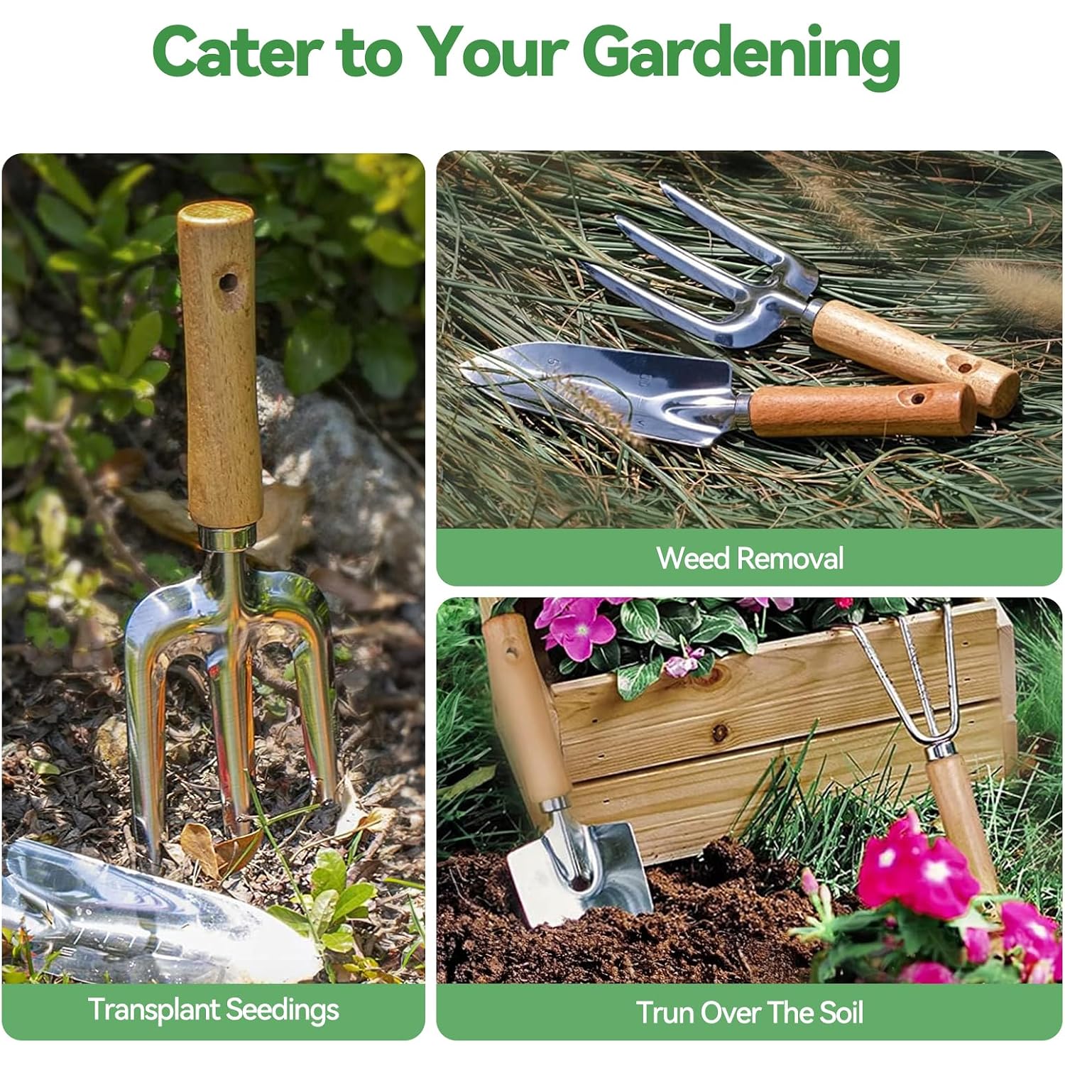 Gardening Tools 9-Piece Heavy Duty Garden Hand Tools With Fashion And Durable Garden Tools Organizer Handbag, Rust-Proof Garden Tool Set, Ideal Gardening Gifts For Women