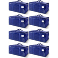 8 Pack Extra Heavy Duty Large Moving Bags With Strong Zipper & Carrying Handles, Sturdy Clothes Storage Bags Totes Bins, Packing Bag Move Boxes College Moving Supplies, Dark Blue - 24 Gal