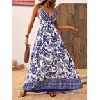 Makemechic Women'S Boho Maxi Dress Summer Luau Outfits Beach Wedding Guest Backless Sundress Flowy Resort Wear