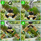 Brass Hose Splitter 2 Way, Heavy Duty Garden Hose Splitter With Shut Off Valves, Y Connector Hose Adapter, No Leak, Includes Washers & Teflon Tape – Dalmbox