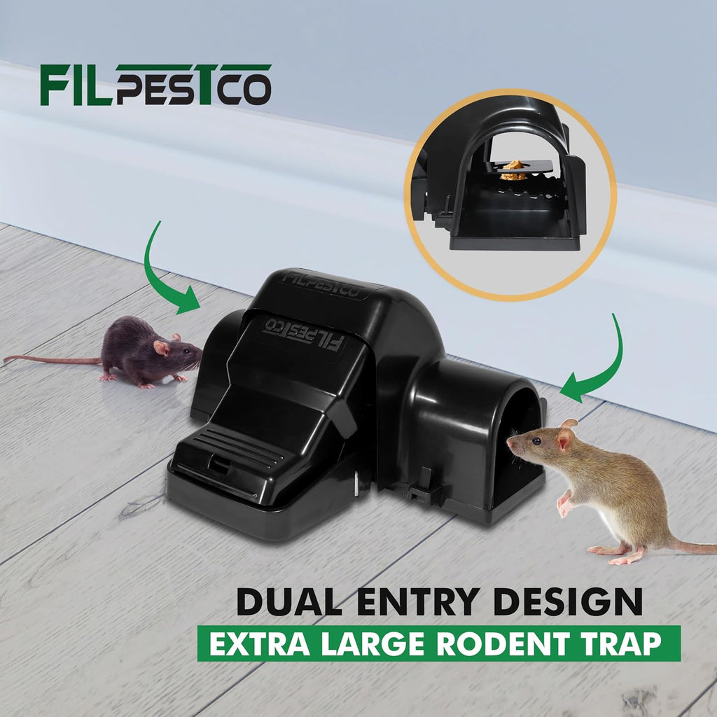 Large Rats Traps, Mouse Traps, Tunnel Snap Trap, 4 Count
