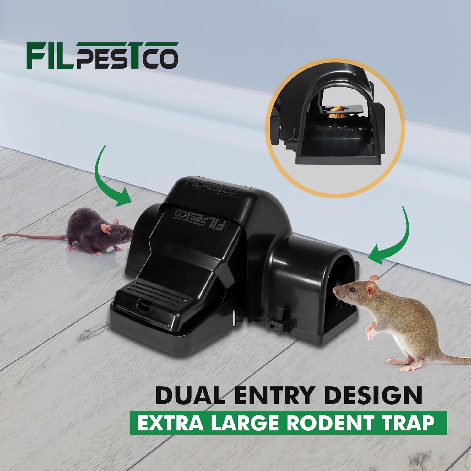 Large Rats Traps, Mouse Traps, Tunnel Snap Trap, 4 Count