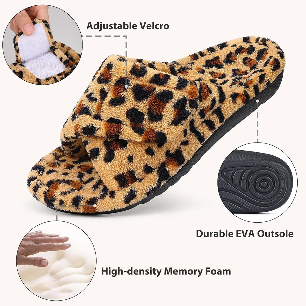 Women'S Orthopedic Slippers With Arch Support Adjustable Open Toe House Shoes For Plantar Fasciitis