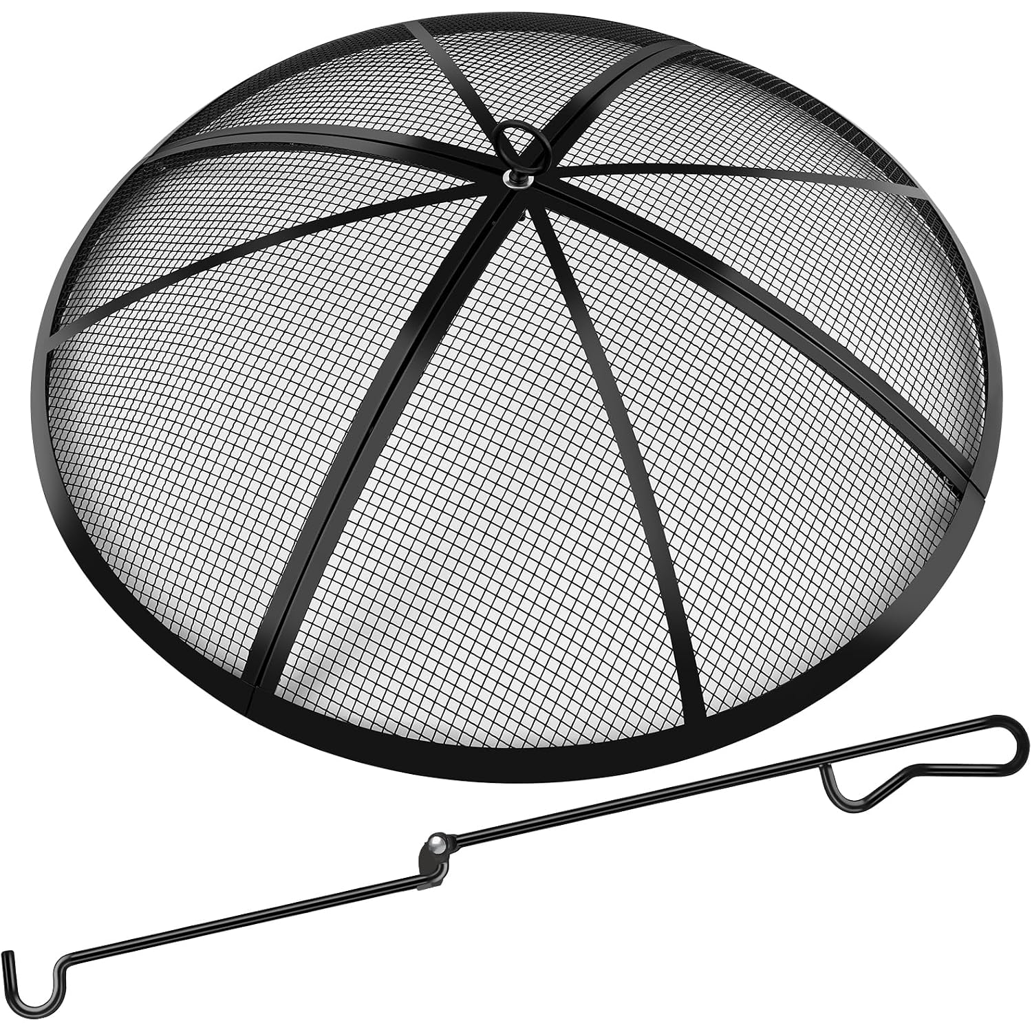 Fire Pit Spark Screen, Fire Pit Screen 36 Inch Round With Handle & Poker, Collapsible Heavy Duty Mesh Fire Pit Cover Fire Pit Lid For Outdoor/Patio/Backyard/Rv Camping/Beach