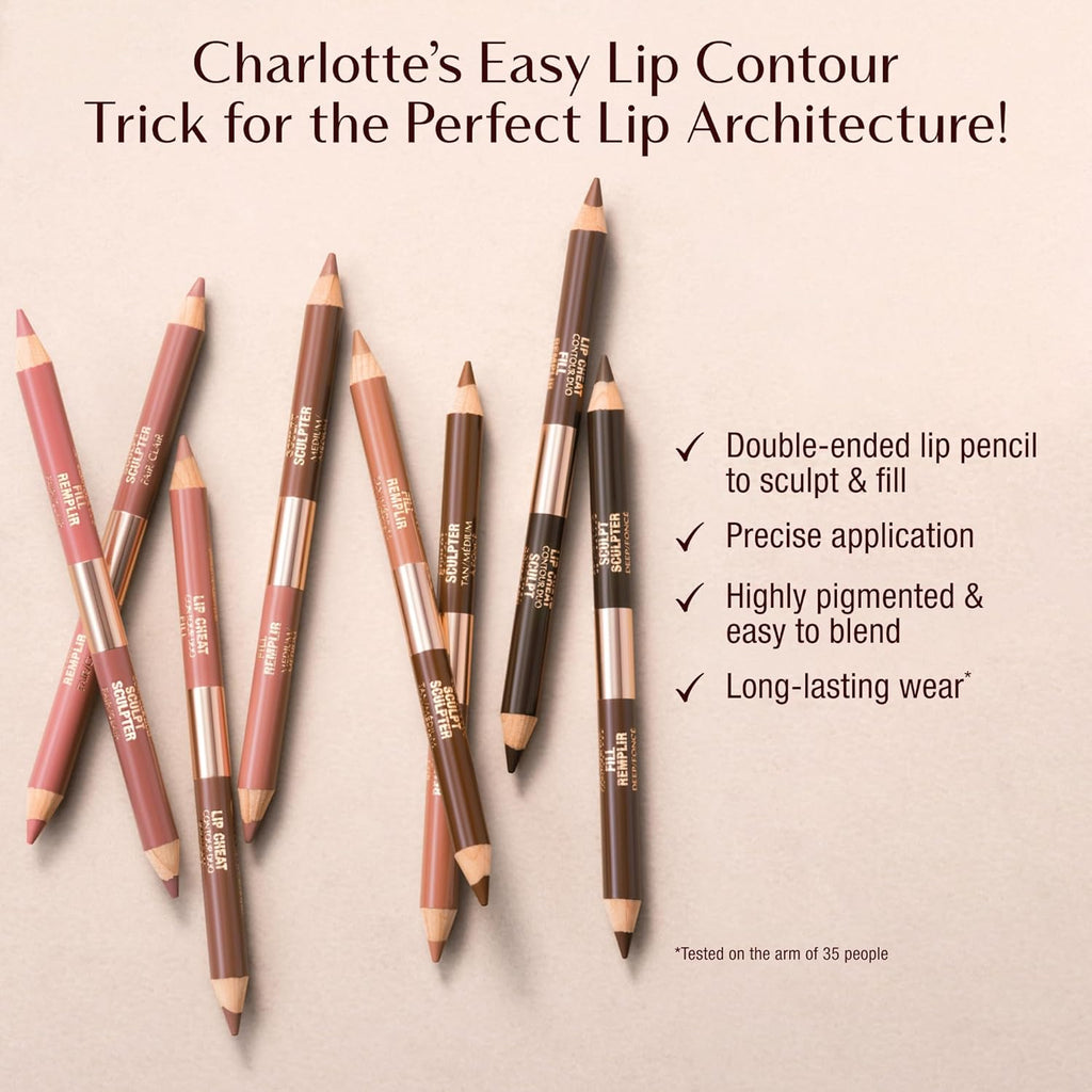 Charlotte Tilbury Lip Cheat Contour Duo - Dual-Sided Lip Liner Pencil to Sculpt & Fill for an Easy Contour Effect - Helps Prevent Lipstick Feathering