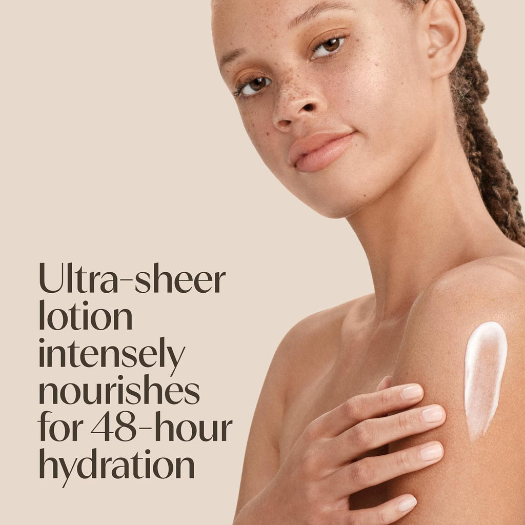 Aveeno Daily Moisturizing Sheer Hydration Fragrance-Free Lotion With Prebiotic Oat For Dry Skin, Lightweight, Non-Greasy And Fast-Absorbing Body Lotion Nourishes Skin With 48-Hour Moisture, 18 Fl Oz