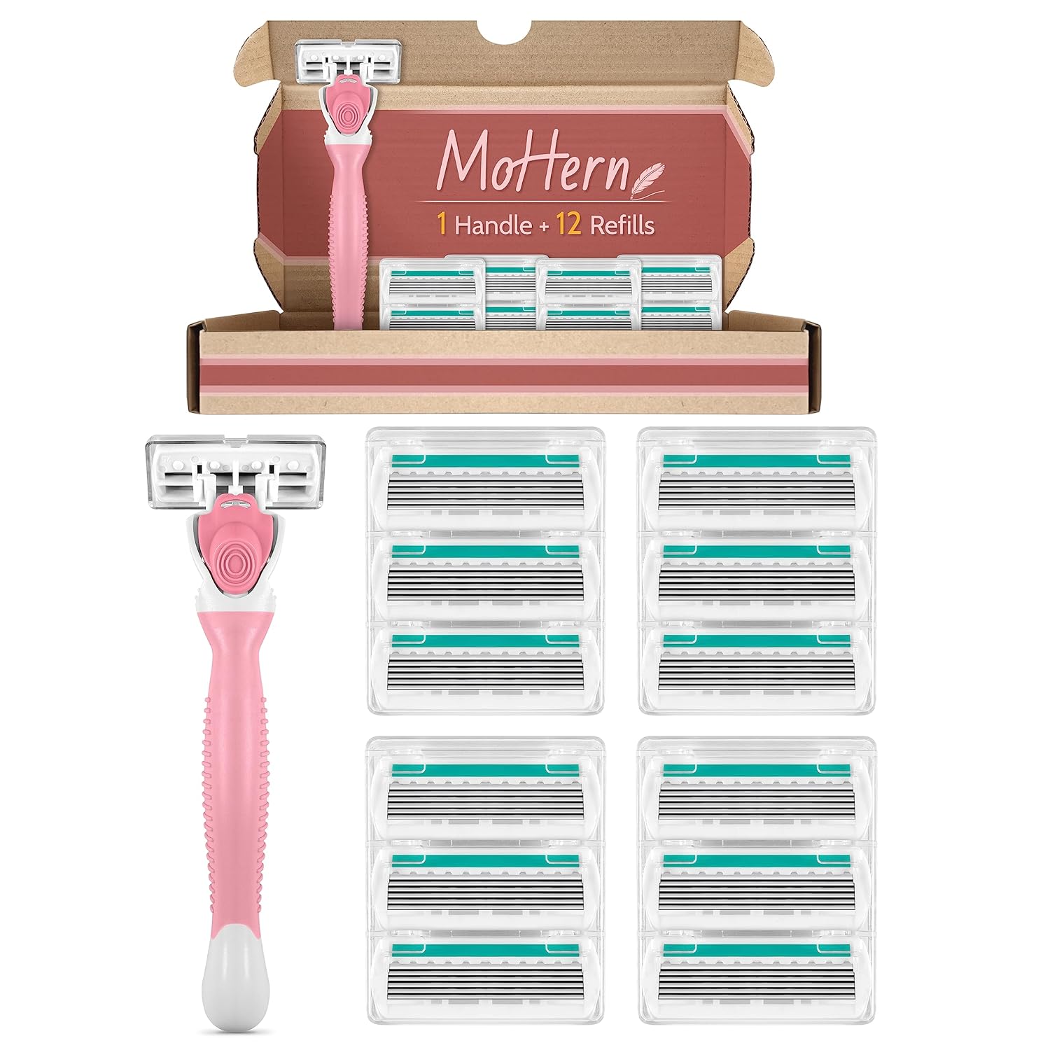 Razors for Women Sensitive Skin, 6 Blades Women’s razors for Shaving, including 1 Travel Razor for Women with 12 Blade Refills
