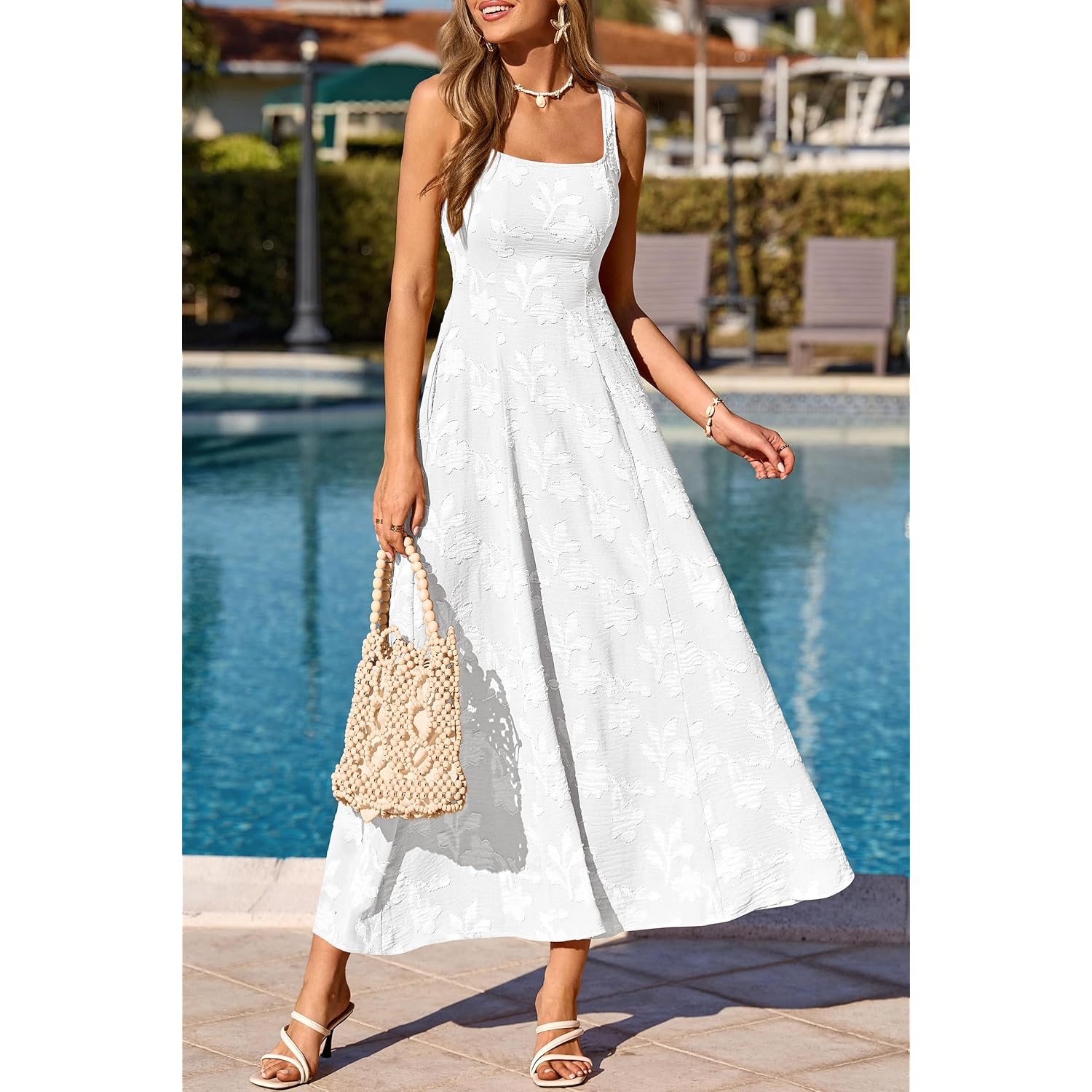 Prettygarden Womens Summer Dresses 2026 Casual Sleeveless Square Neck Formal Wedding Guest Beach Vacation Boho Maxi Dress