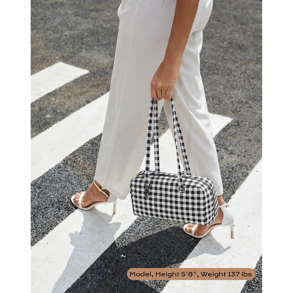 Lightweight Nylon Bowler Bag For Women, Casual East-West Shoulder Handbag Featuring Charm Loop, Everyday Tote Bag