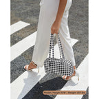 Lightweight Nylon Bowler Bag For Women, Casual East-West Shoulder Handbag Featuring Charm Loop, Everyday Tote Bag
