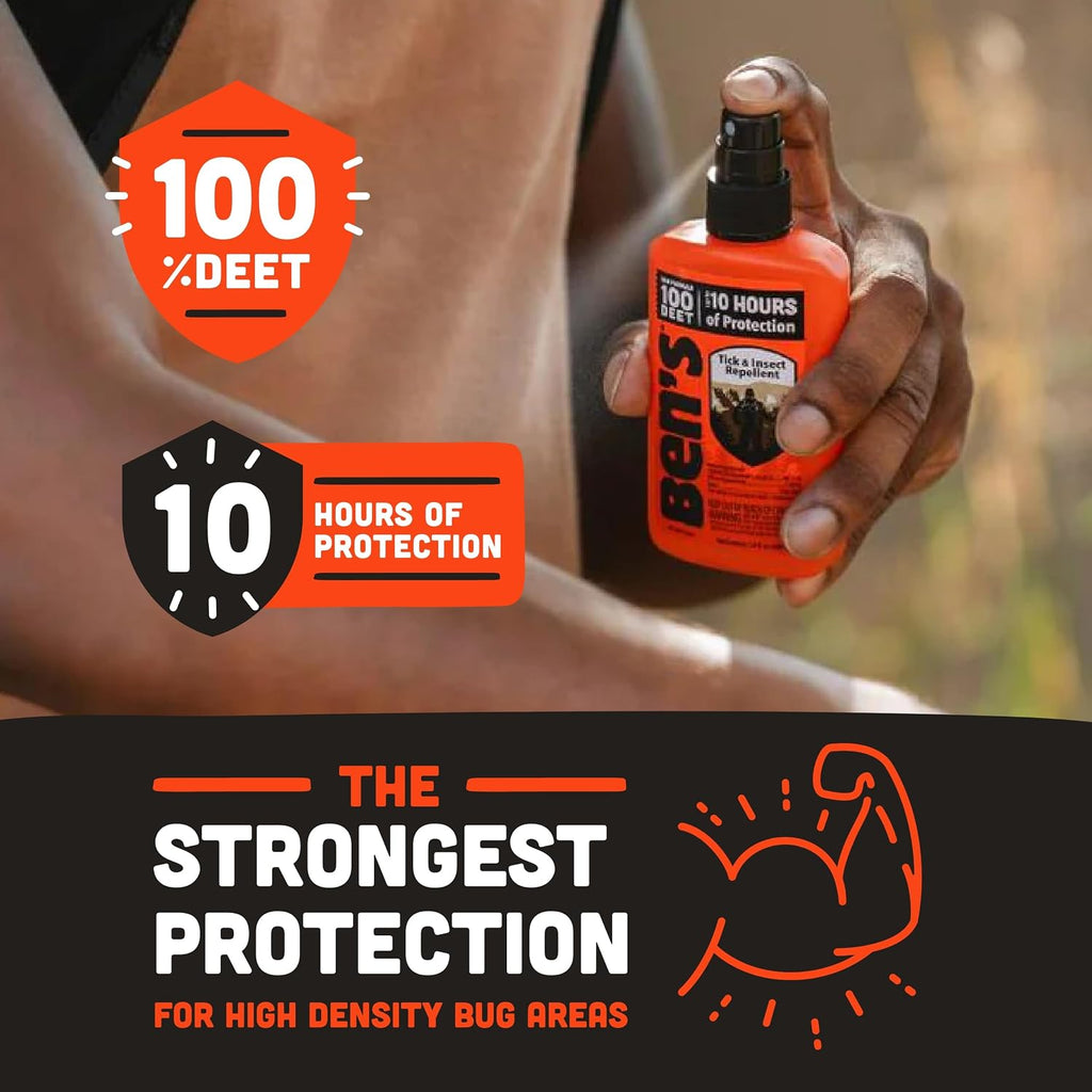 Ben'S 100 Tick & Insect Repellent - Alcohol-Free Deet Insect Repellent Pump Spray - Offers 10 Hours Of Protection For Adults & Children -3.4 Fl Oz (2 Pack)