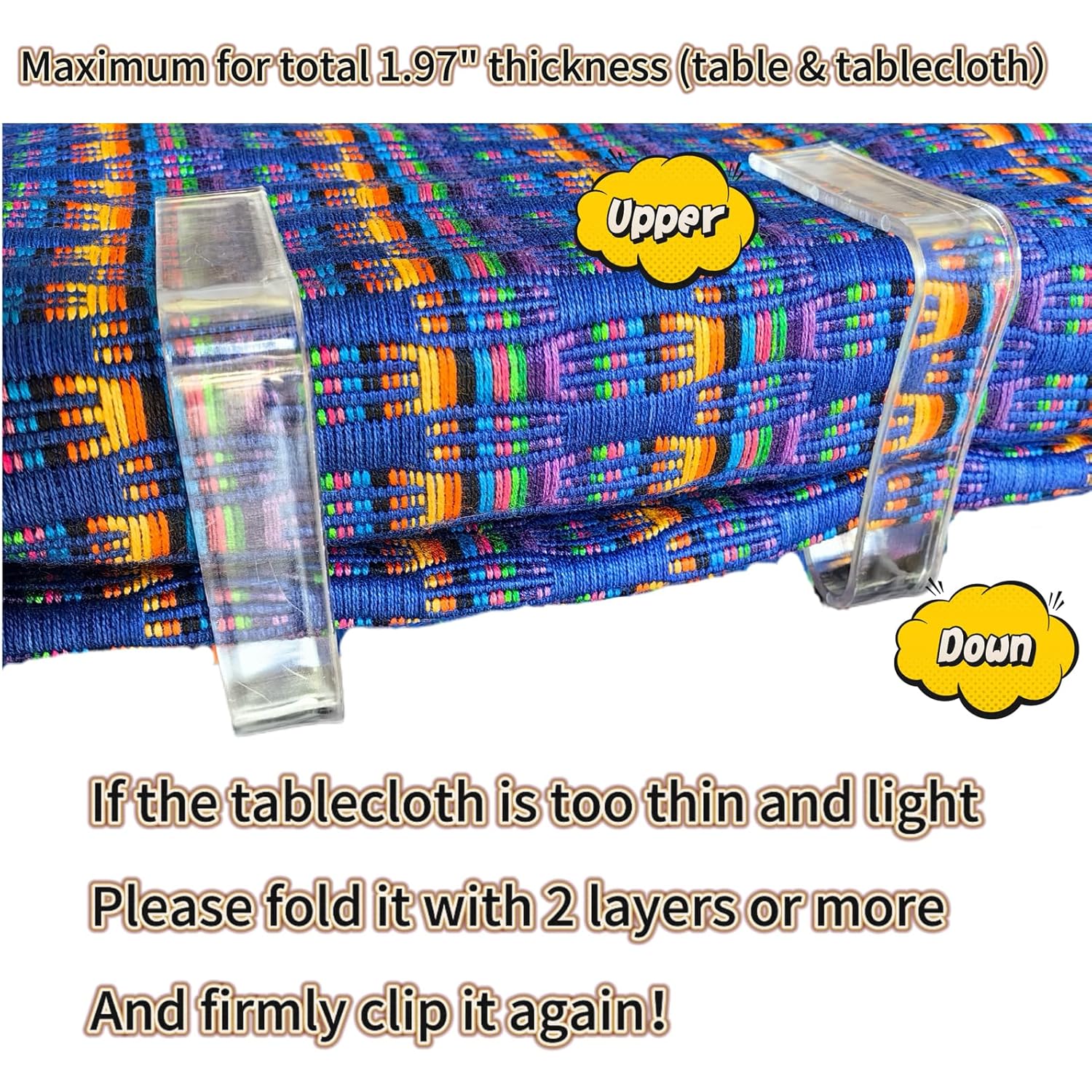 24 Pieces Clear Tablecloth Clips, Durable Plastic Table Cover Holders, Windproof Transparent Clamps for Securing Tablecloths Indoor Outdoor Party, Wedding, Christmas Event, Picnic, Camping (24, Large)