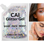 Face, Body & Hair Glitter Gel – Halloween Glitter for Kids and Women – 3 Oz Cosmetic-Grade Gel w/Moon & Stars for Festivals & Halloween Party, Easy Apply & Wash Off - Purple/Silver 2Pack