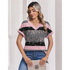 Womens Summer Tops Rolled Short Sleeve V Neck Shirts Casual Dressy Business Work Blouses Outfits