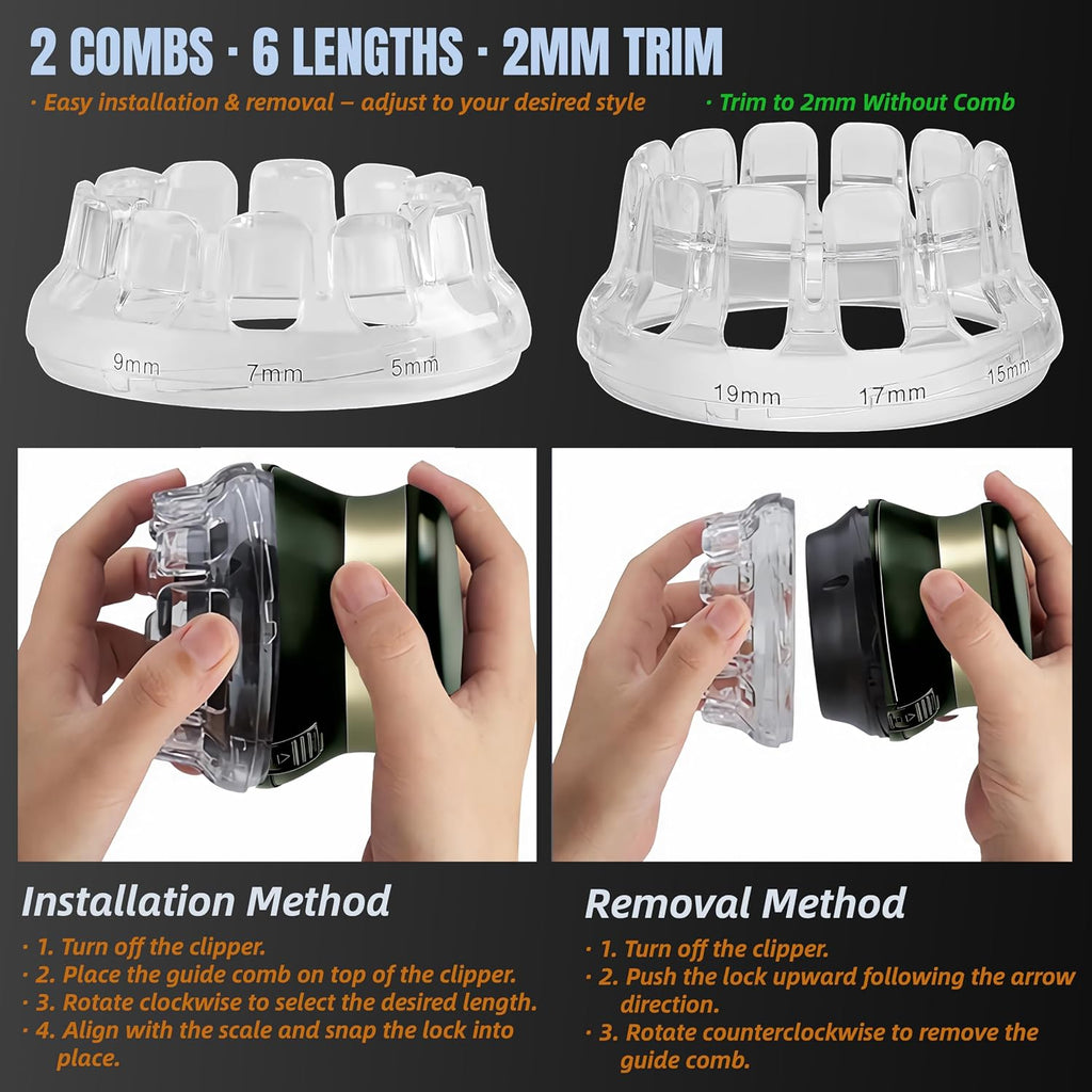 2 In 1 Circular Cordless Hair Clippers For Men – Self Haircut Kit & Self Cut System With Detachable Edge Trimmer For Sideburns & Neckline, Diy Buzz Cut & Crew Cut, 60 Min Runtime, 6 Lengths 5–19Mm