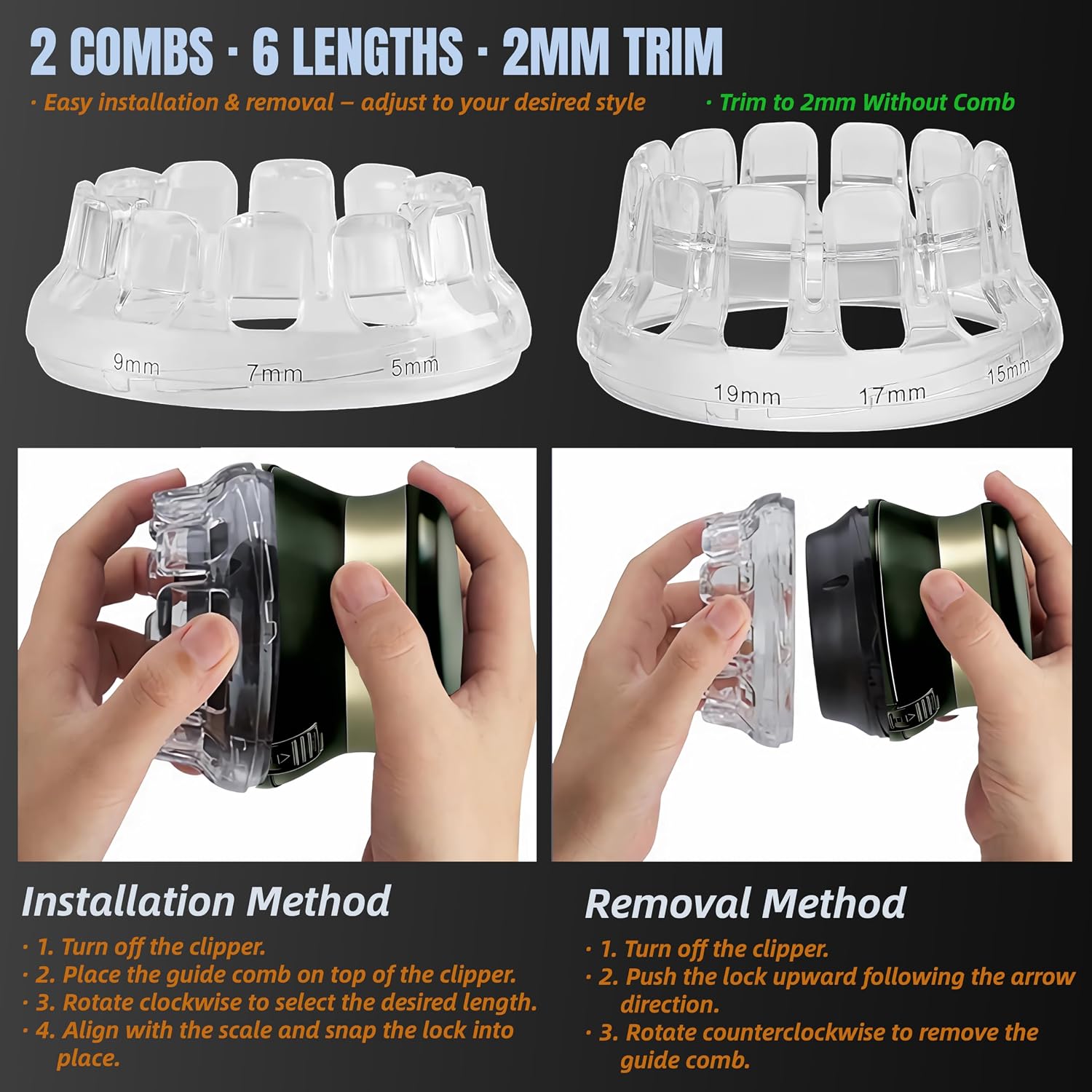 2 In 1 Circular Cordless Hair Clippers For Men – Self Haircut Kit & Self Cut System With Detachable Edge Trimmer For Sideburns & Neckline, Diy Buzz Cut & Crew Cut, 60 Min Runtime, 6 Lengths 5–19Mm