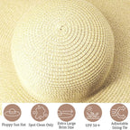 Oversized Beach Straw Hat For Women, Fashion Large Wide Brim Visor Hats Handmade Roll Up Floppy Sun Hat For Summer Beach Cap