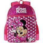 Disney Minnie Mouse Girls Backpack For Elementary Kindergarten, Medium 12L | Glitter Water-Stain-Tear-Resistant, Lightweight 350G, Ergonomic Padded Adjustable Strap, Chest Strap Support Large Capacity
